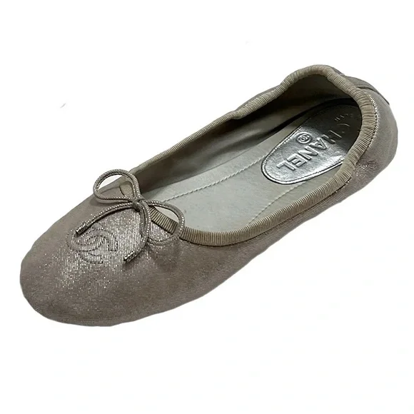CHANEL Silver-Toned Ballet Flats - Picture 2 of 4